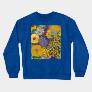 Colorful Garden with Blue Red Yellow White Flowers Crewneck Sweatshirt